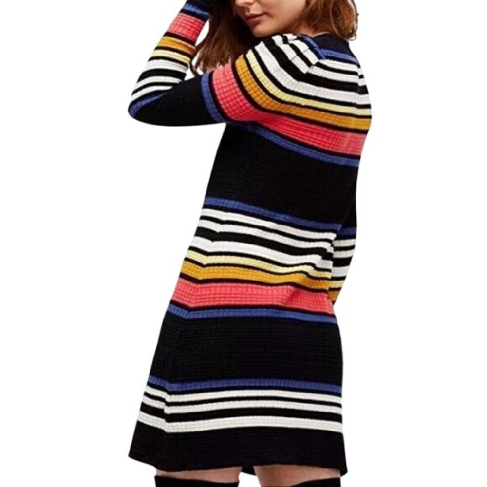 Free People Striped L/S Sweater Dress | Coastal Grandmother Dark Academia Prep M - Picture 3 of 15